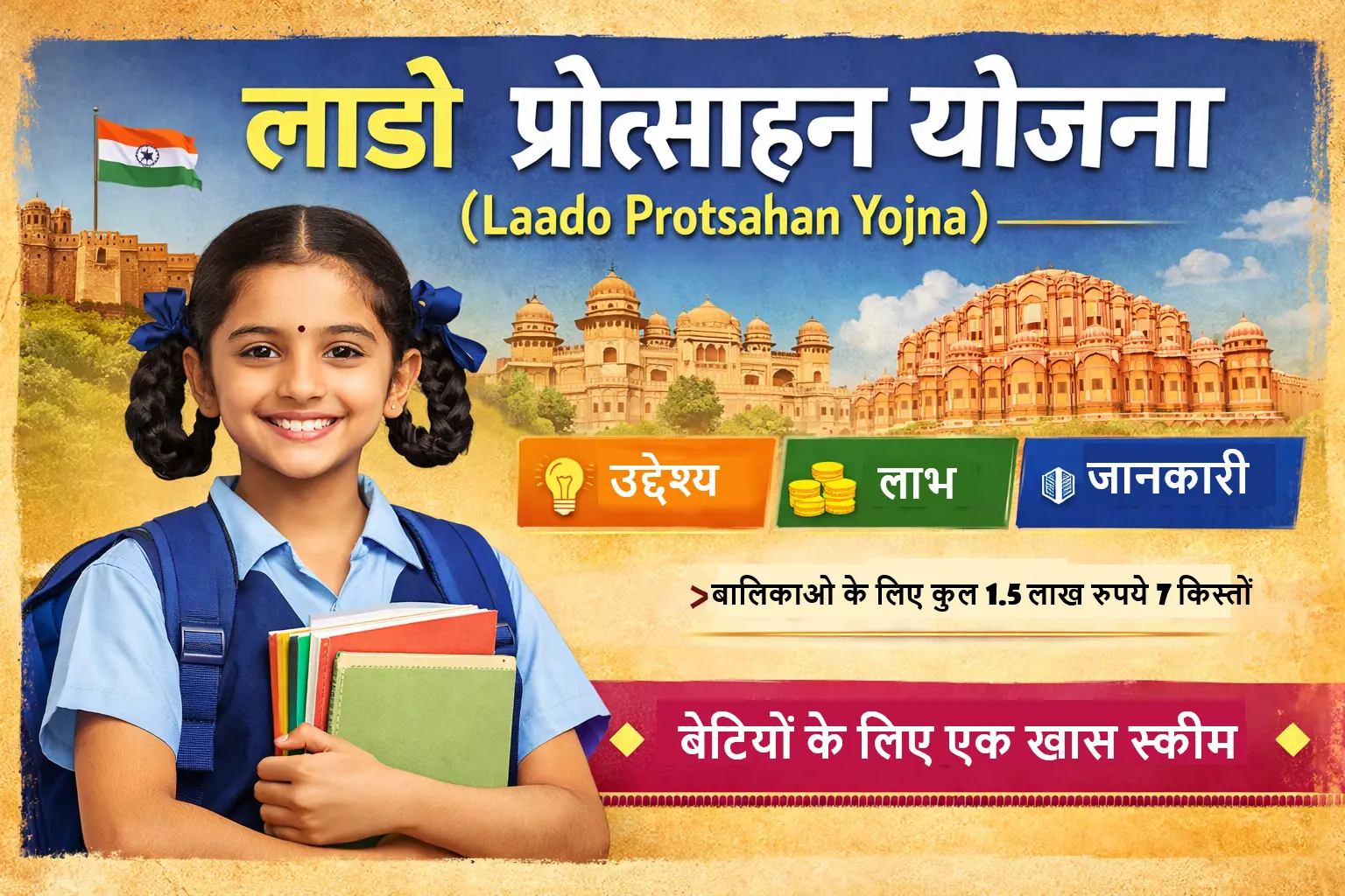 Laado-Protsahan-Yojna-लाडो-प्रोत्साहन-योजना (Laado-Protsahan-Yojna): उद्देश्य, लाभ और जानकारी ।